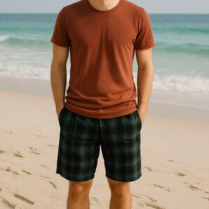 Calvin Klein Men's Black/Blue Plaid Shorts Preppy Hipster Size 38